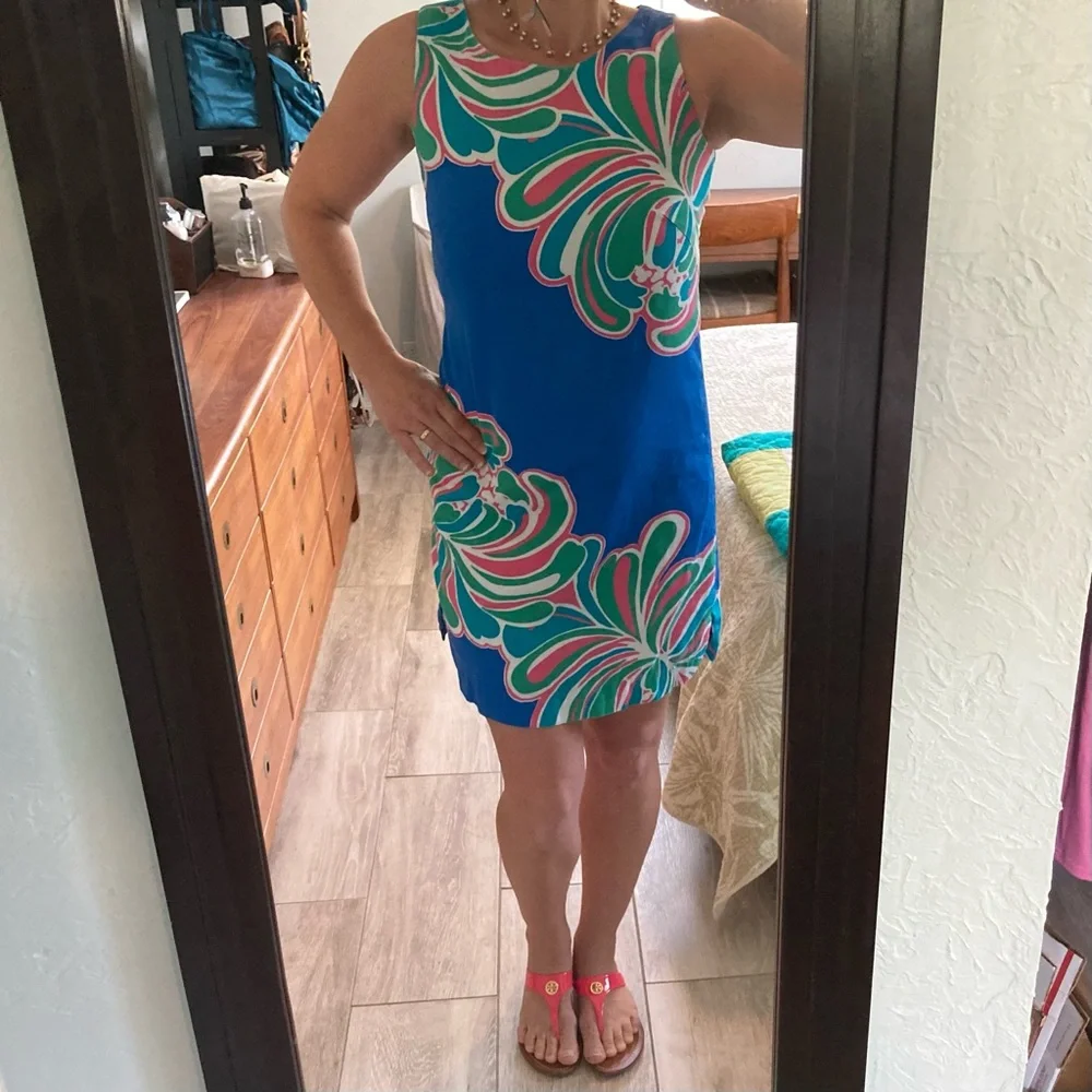 &Lilly Pulitzer Stephanie Shift Style#86273 Novelty Big Bang print Brewster Blue - Picture 7 of 16